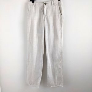 CURRENT/ELLIOTT Linen Trouser with Frayed Hem Cream Wide Leg 25